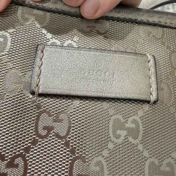 Authentic GUCCI GG Imprime Handbag Tote & Dustbag-Metallic Bronze-Excellent Cond - Picture 7 of 12